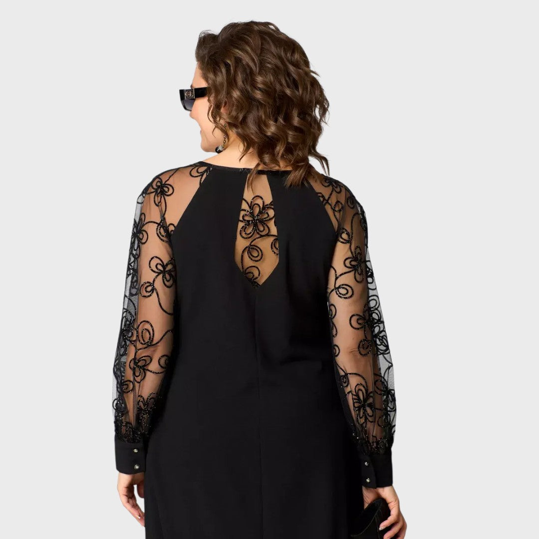 Giada - Elegante Abito Nero Sexy in Pizzo