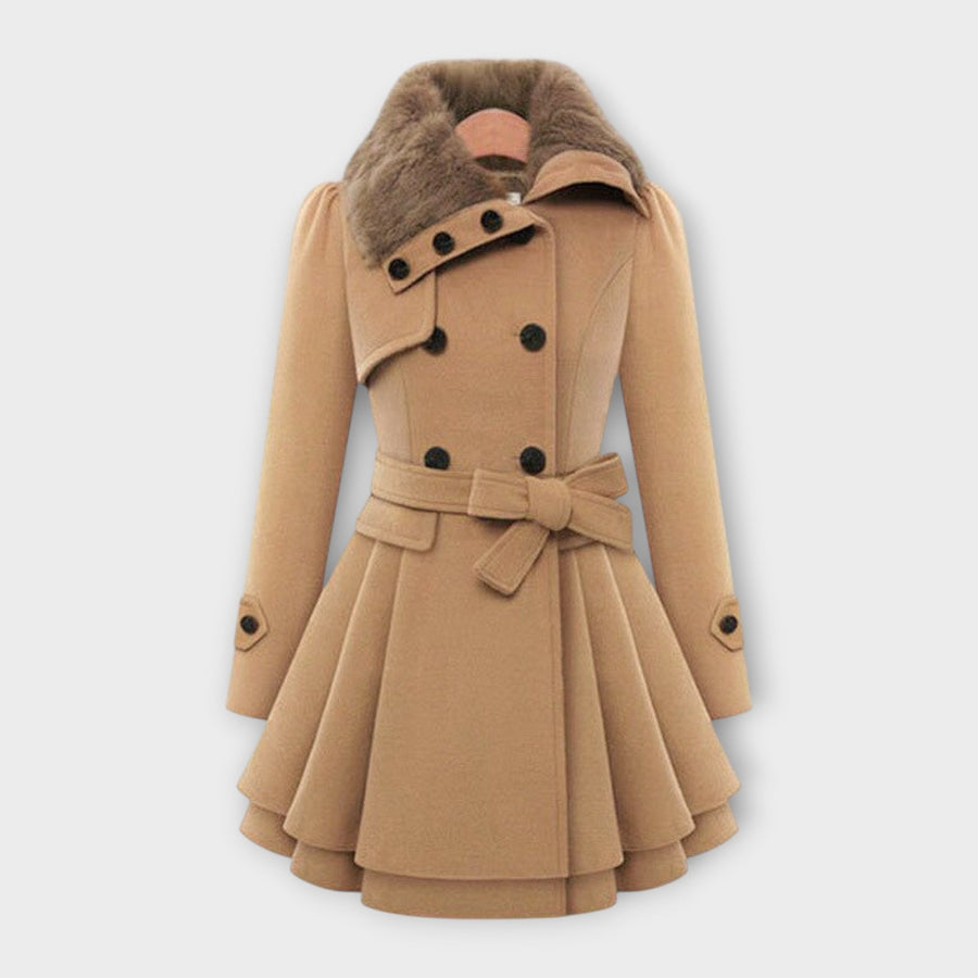 Elivara – Cappotto elegante con colletto in pelliccia